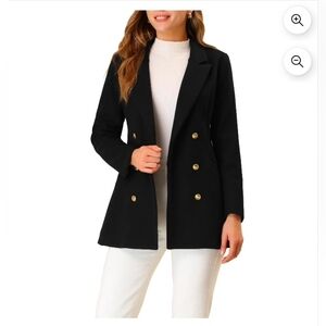 Allegra K Women's Notched Lapel Long Sleeves Double Breasted Winter Trenchcoat
